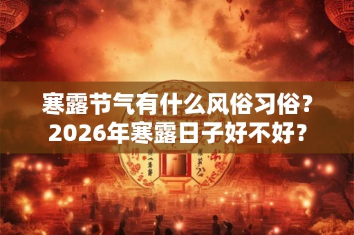 寒露节气有什么风俗习俗？2026年寒露日子好不好？