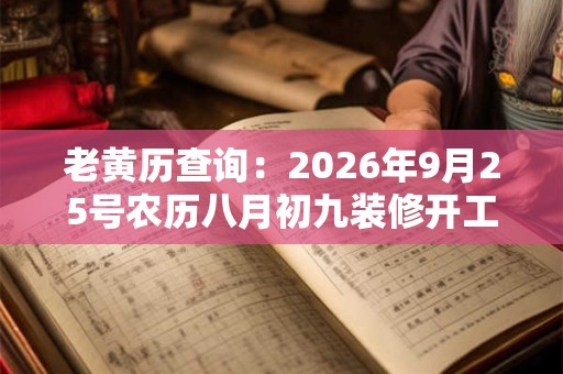 老黄历查询：2026年9月25号农历八月初九装修开工好吗