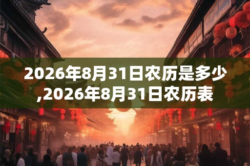2026年8月31日农历是多少,2026年8月31日农历表