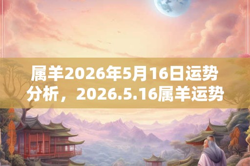属羊2026年5月16日运势分析，2026.5.16属羊运势分析