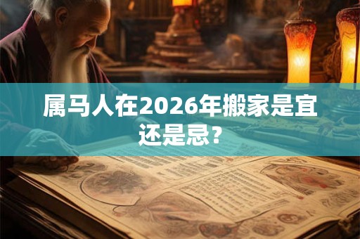 属马人在2026年搬家是宜还是忌？