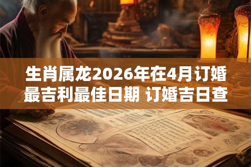 生肖属龙2026年在4月订婚最吉利最佳日期 订婚吉日查询