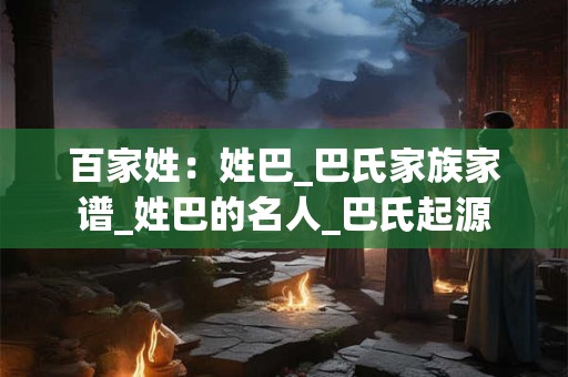 百家姓：姓巴_巴氏家族家谱_姓巴的名人_巴氏起源