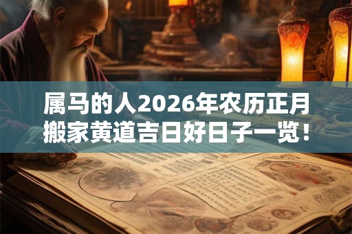 属马的人2026年农历正月搬家黄道吉日好日子一览！