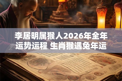 李居明属猴人2026年全年运势运程 生肖猴遇兔年运势如何