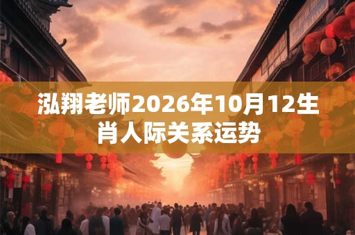 泓翔老师2026年10月12生肖人际关系运势
