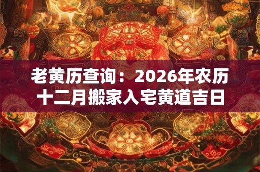 老黄历查询：2026年农历十二月搬家入宅黄道吉日