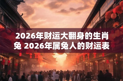 2026年财运大翻身的生肖兔 2026年属兔人的财运表现