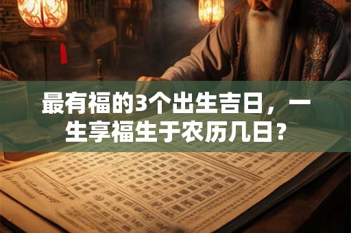 最有福的3个出生吉日，一生享福生于农历几日？