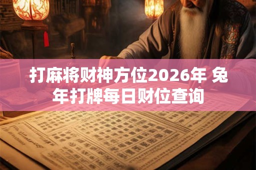打麻将财神方位2026年 兔年打牌每日财位查询