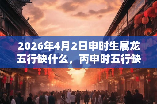 2026年4月2日申时生属龙五行缺什么，丙申时五行缺什么