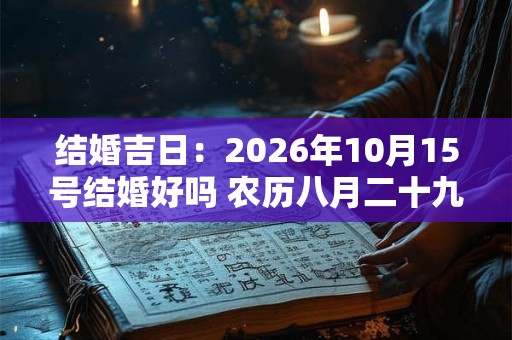 结婚吉日：2026年10月15号结婚好吗 农历八月二十九日子如何