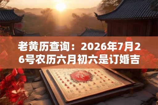 老黄历查询：2026年7月26号农历六月初六是订婚吉日吗