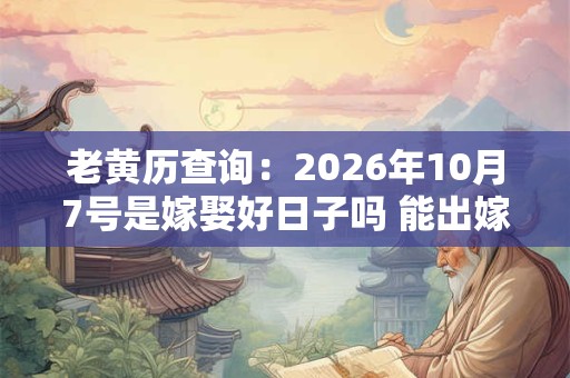 老黄历查询：2026年10月7号是嫁娶好日子吗 能出嫁吗