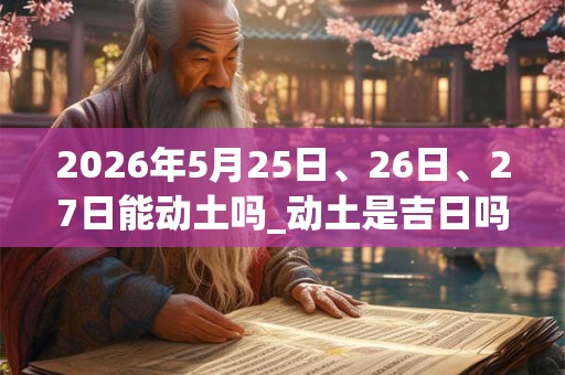 2026年5月25日、26日、27日能动土吗_动土是吉日吗