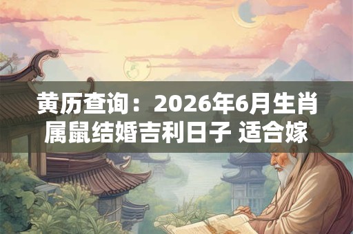 黄历查询：2026年6月生肖属鼠结婚吉利日子 适合嫁娶的吉日