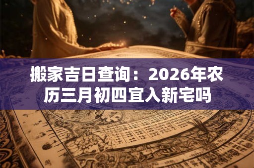 搬家吉日查询:2026年农历三月初四宜入新宅吗 搬家吉日查询:2026年农历三月初四宜入新宅吗