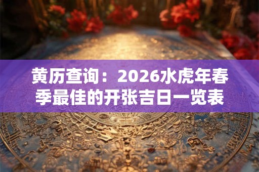 黄历查询：2026水虎年春季最佳的开张吉日一览表