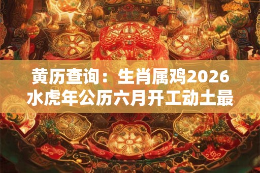 黄历查询：生肖属鸡2026水虎年公历六月开工动土最吉利日期