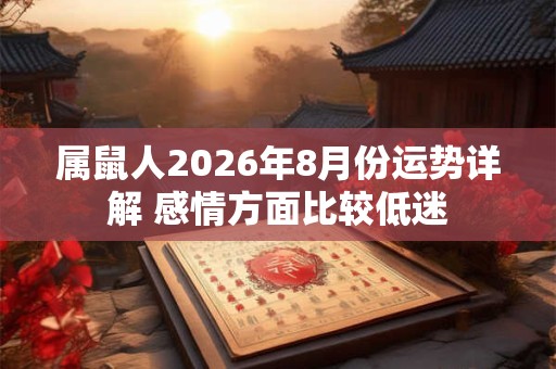 属鼠人2026年8月份运势详解 感情方面比较低迷