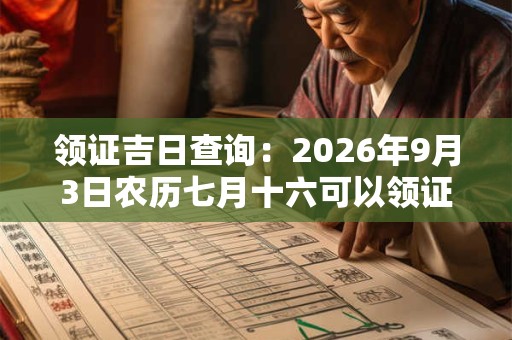 领证吉日查询：2026年9月3日农历七月十六可以领证吗