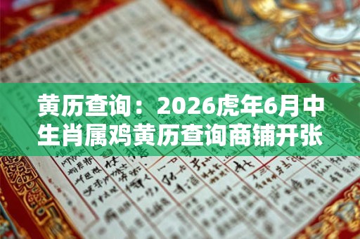 黄历查询：2026虎年6月中生肖属鸡黄历查询商铺开张吉日
