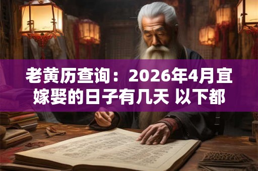 老黄历查询：2026年4月宜嫁娶的日子有几天 以下都是结婚吉日