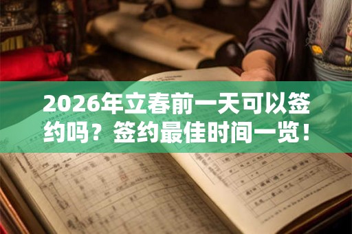 2026年立春前一天可以签约吗？签约最佳时间一览！