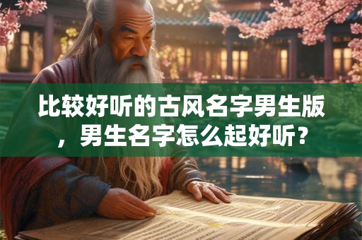比较好听的古风名字男生版，男生名字怎么起好听？