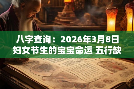 八字查询：2026年3月8日妇女节生的宝宝命运 五行缺什么