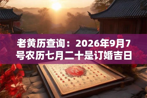 老黄历查询：2026年9月7号农历七月二十是订婚吉日吗