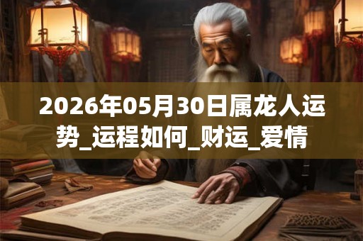2026年05月30日属龙人运势_运程如何_财运_爱情