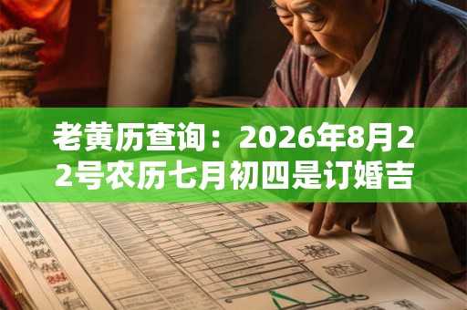 老黄历查询：2026年8月22号农历七月初四是订婚吉日吗