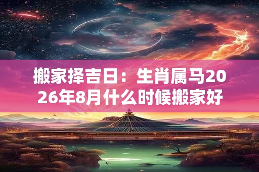 搬家择吉日：生肖属马2026年8月什么时候搬家好