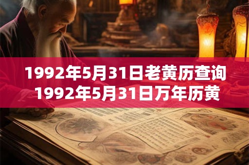1992年5月31日老黄历查询 1992年5月31日万年历黄道吉日