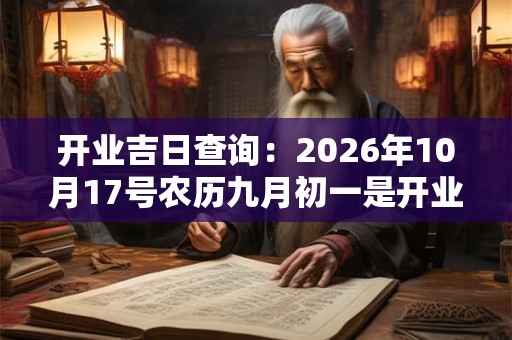 开业吉日查询：2026年10月17号农历九月初一是开业好日子吗