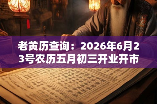 老黄历查询：2026年6月23号农历五月初三开业开市好吗