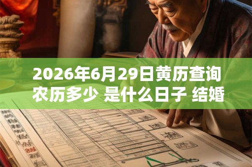 2026年6月29日黄历查询 农历多少 是什么日子 结婚吉时 2026年6月29日黄历查询 农历多少 是什么日子 结婚吉时