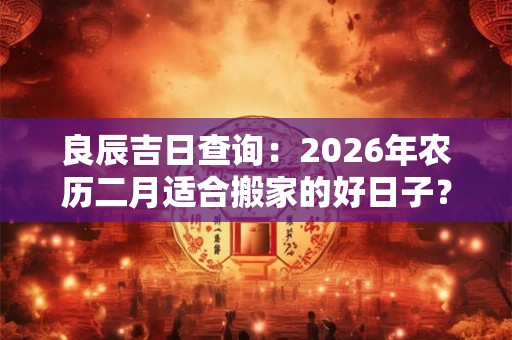 良辰吉日查询：2026年农历二月适合搬家的好日子？