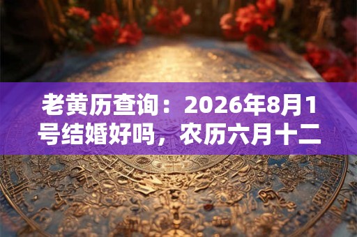老黄历查询：2026年8月1号结婚好吗，农历六月十二宜嫁娶吗