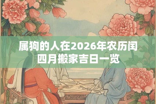 属狗的人在2026年农历闰四月搬家吉日一览