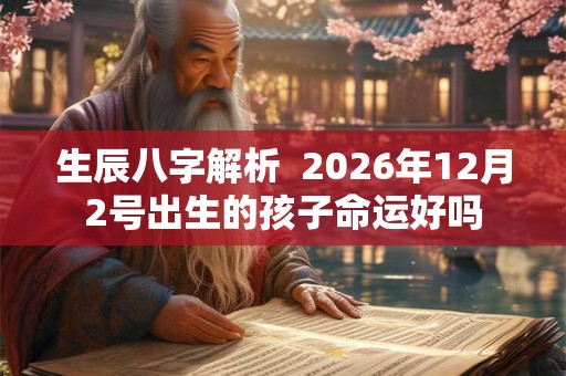 生辰八字解析  2026年12月2号出生的孩子命运好吗