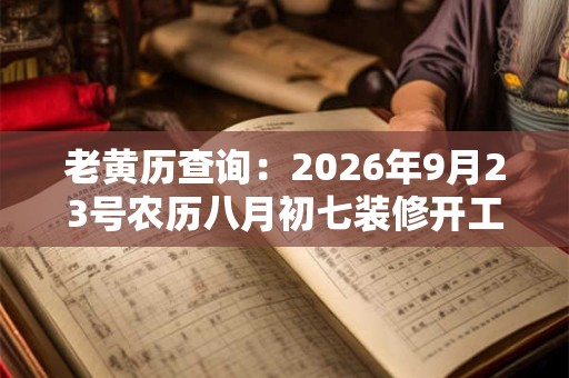 老黄历查询：2026年9月23号农历八月初七装修开工好吗