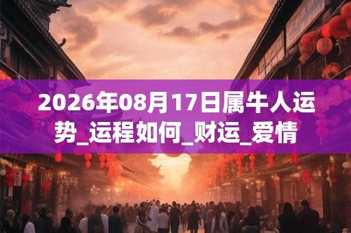 2026年08月17日属牛人运势_运程如何_财运_爱情