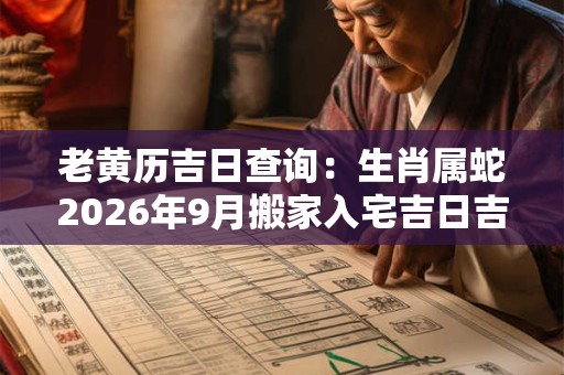 老黄历吉日查询：生肖属蛇2026年9月搬家入宅吉日吉时查询