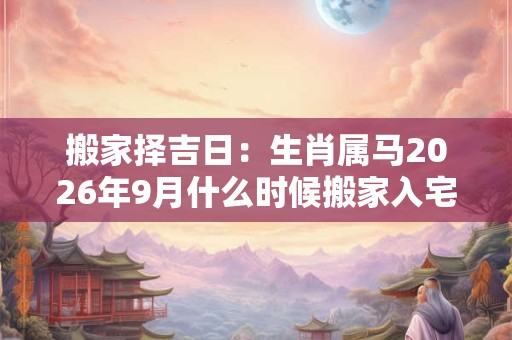 搬家择吉日：生肖属马2026年9月什么时候搬家入宅好