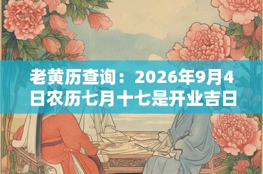 老黄历查询：2026年9月4日农历七月十七是开业吉日吗