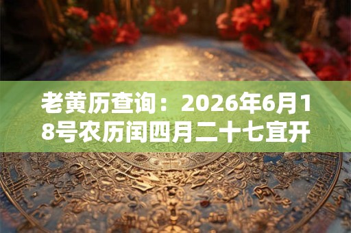 老黄历查询：2026年6月18号农历闰四月二十七宜开业吗