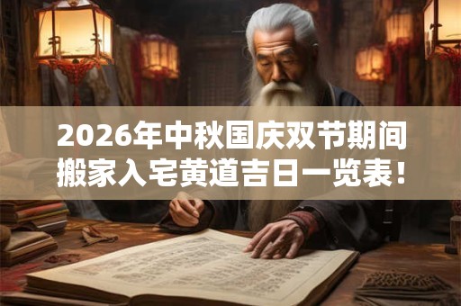2026年中秋国庆双节期间搬家入宅黄道吉日一览表！