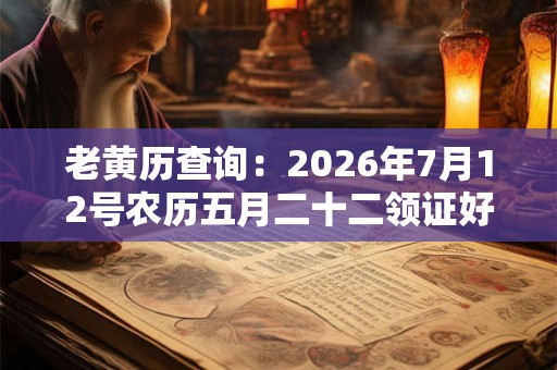 老黄历查询：2026年7月12号农历五月二十二领证好吗